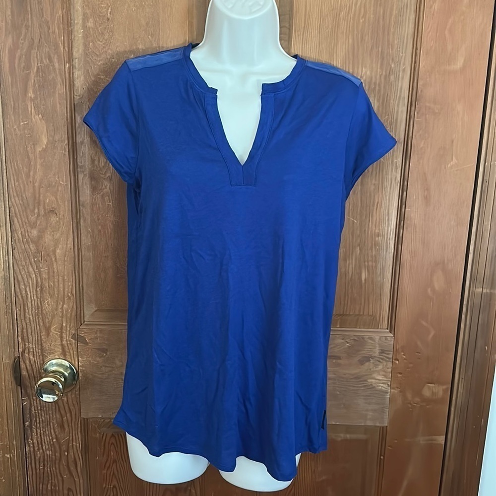 Calvin Klein Jeans Royal Blue V-Cut Neckline T-Shirt Size Small Oversized